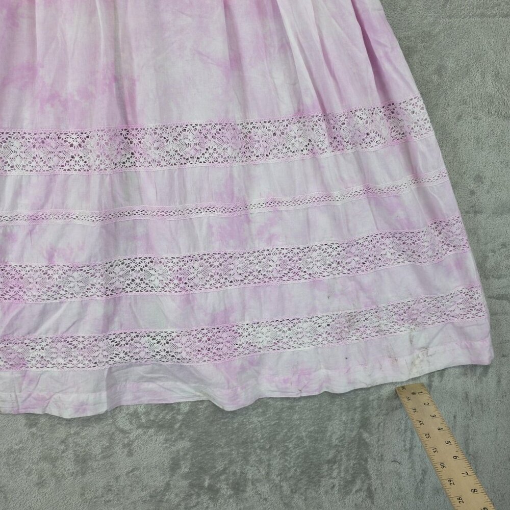 LoveShackFancy Dress Womens Small Pink Tie Dye Lace Button Front Maxi Boho - Picture 7 of 16